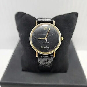 Mens Vintage Dufonte 17J Swiss Lucien Piccard Manual 34mm Watch Leather Runs